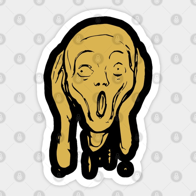 The Scream Edvard Munch The Scream Hearers Head Minimal Gold Sticker by PelagiosCorner